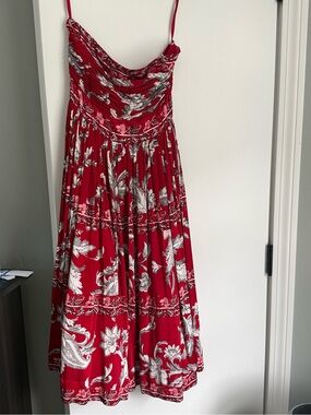 WHBM Red Floral Strapless Dress